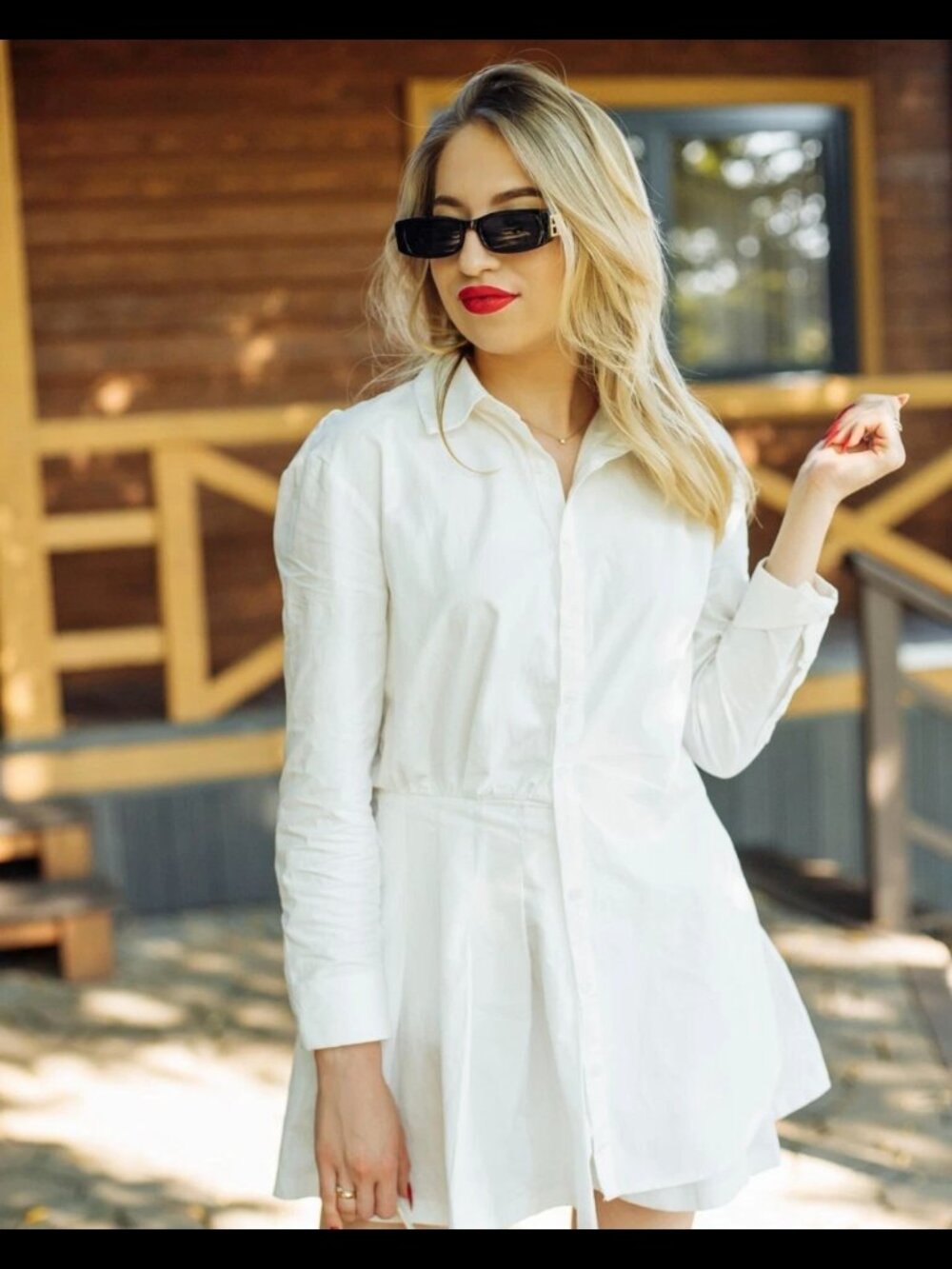 Zara Short Shirt Dress Long Sleeves Pleated White Size Large